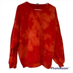 Bleach Tie Dye Red Sweatshirt Gildan Adult XL XLarge boho retro activewear